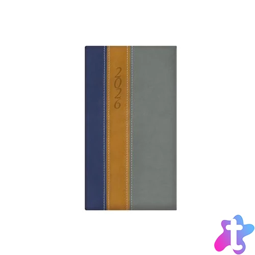 Zsebnaptár, álló elrendezésű, TOPTIMER, "Fashion", kék-okker-szürke