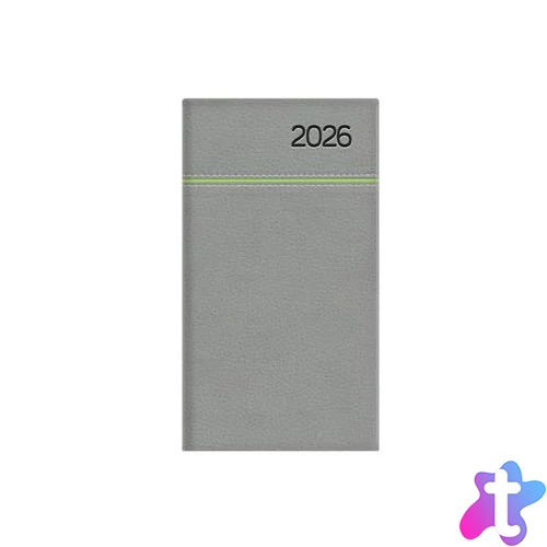 Zsebnaptár, álló elrendezésű, TOPTIMER, "Young", szürke-zöld