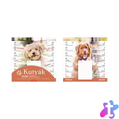 Naptár, fali, mágneses, kétheti, TOPTIMER, kutyák
