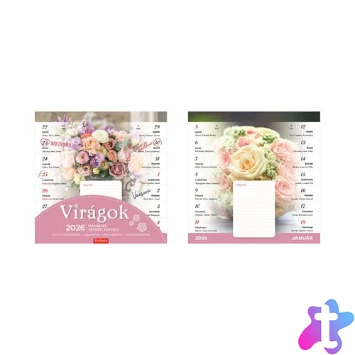 Naptár, fali, mágneses, kétheti, TOPTIMER, virágok