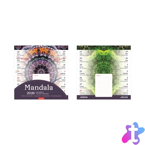 Naptár, fali, mágneses, kétheti, TOPTIMER, mandala