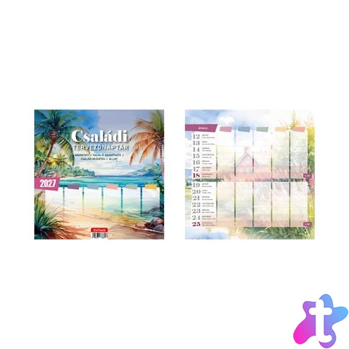 Naptár, fali, mágneses, kétheti, TOPTIMER, "családi tervező", pasztell