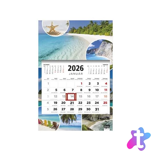 Naptár, speditőr, három hónapos, egy tömbös, TOPTIMER, "Beach"