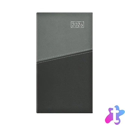 Zsebnaptár, álló elrendezésű, TOPTIMER "Duplex", szürke-antracit