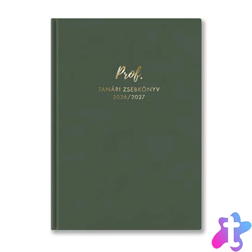 Tanári zsebkönyv, 2026/2027 tanév, A5, heti, TOPTIMER, sötét olívazöld
