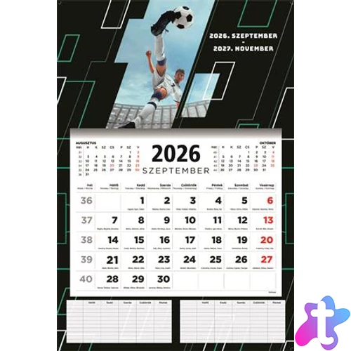 Naptár, fali, diák, 2026/2027 tanév, TOPTIMER, "Foci"