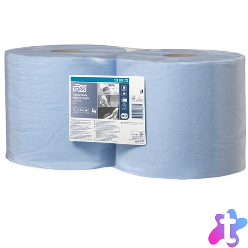 Törlőpapír, tekercses, 26,2 cm átmérő, W2 rendszer, 2 rétegű, TORK "Nagy teljesítményű", kék