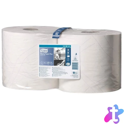 Törlőpapír, tekercses, 26 cm átmérő, W2 rendszer, 2 rétegű, TORK "Plusz", fehér