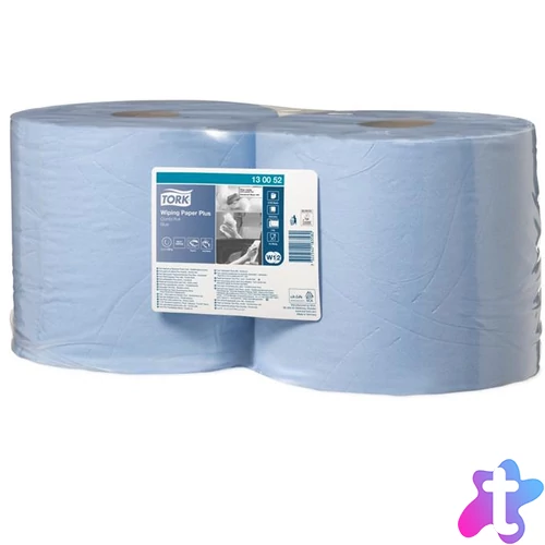 Törlőpapír, tekercses, 26 cm átmérő, W1/W2 rendszer, 2 rétegű, TORK "Plusz", kék