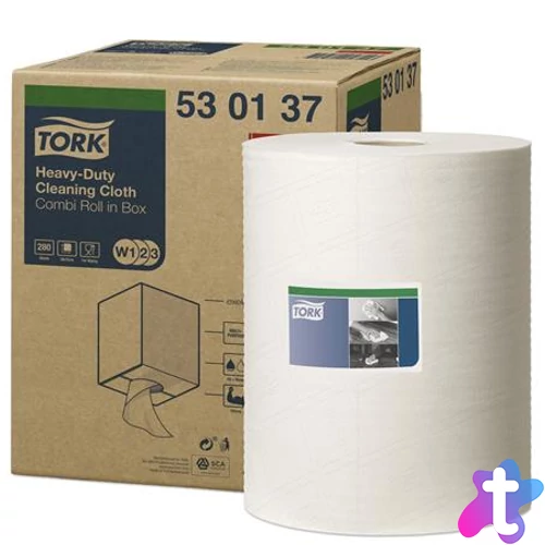 Tisztítókendő, tekercses, nagy teljesítményű, W2 rendszer, 1 rétegű, TORK, fehér