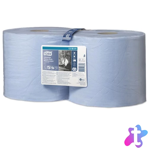 Törlőpapír, tekercses, 26,2 cm átmérő, W2 rendszer, 3 rétegű, TORK "Ipari nagy teljesítményű", kék