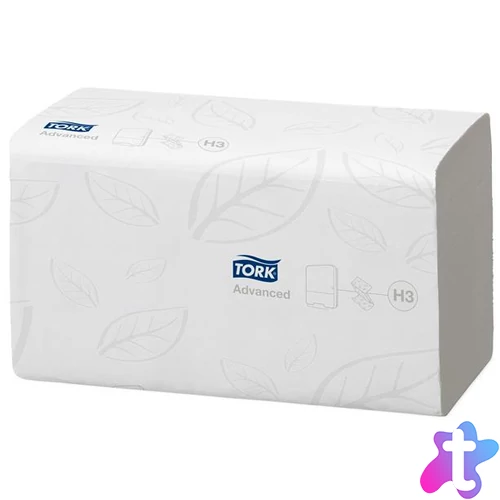 Kéztörlő, Z hajtás, 2 rétegű, 250 lap, H3 rendszer, Advanced, TORK "Singlefold", fehér