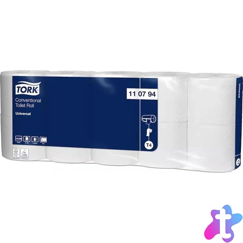 Toalettpapír, T4 rendszer, 2 rétegű, 12,5 cm átmérő, Universal, TORK, fehér