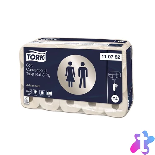 Toalettpapír, T4 rendszer, 3 rétegű, 12,5 cm átmérő, Advanced, TORK, fehér