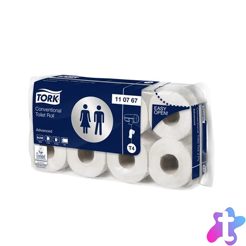Toalettpapír, T4 rendszer, 2 rétegű, 10,3 cm átmérő, Advanced, TORK, fehér
