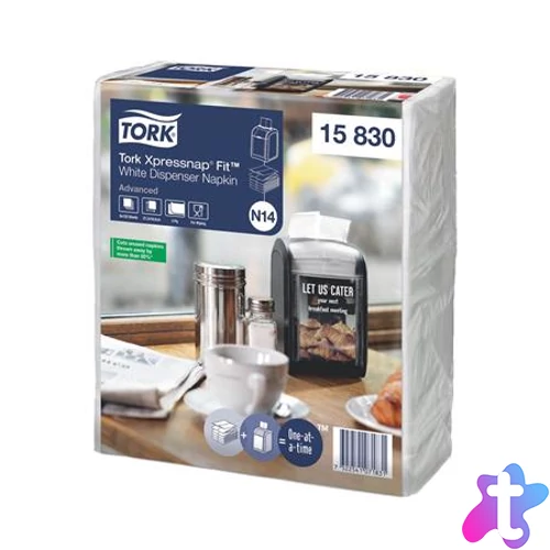 Szalvéta, adagolós, 2 rétegű, 21,3x16,5 cm, N14 rendszer, Advanced, TORK "Xpressnap Fit", fehér