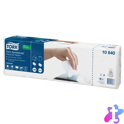 Szalvéta, adagolós, 1 rétegű, 21,3x33 cm, N4 rendszer, Universal, TORK "Xpressnap", fehér