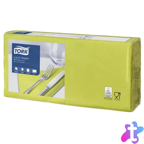 Szalvéta, 1/4 hajtogatott, 2 rétegű, 33x33 cm, Advanced, TORK "Lunch", lime