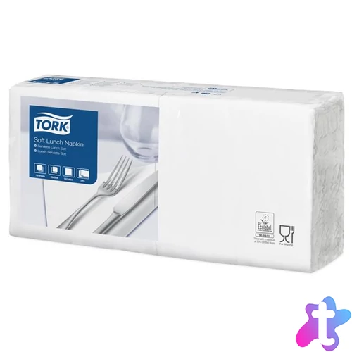 Szalvéta, 1/4 hajtogatott, 3 rétegű, 32,5x32,8 cm, Advanced, TORK "Soft Lunch", fehér