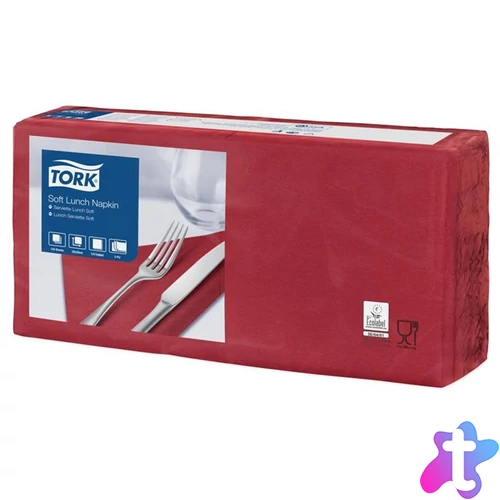 Szalvéta, 1/4 hajtogatott, 3 rétegű, 32,5x32,8 cm, Advanced, TORK "Soft Lunch", bordó