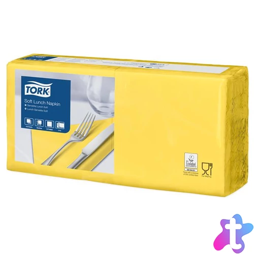 Szalvéta, 1/4 hajtogatott, 3 rétegű, 32,5x32,8 cm, Advanced, TORK "Soft Lunch", sárga