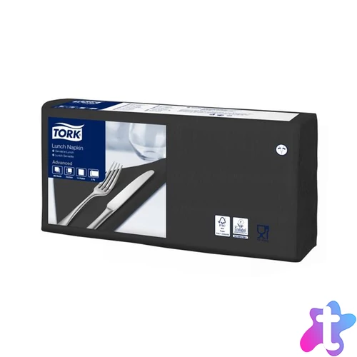 Szalvéta, 1/4 hajtogatott, 2 rétegű, 33x33 cm, Advanced, TORK "Lunch", fekete
