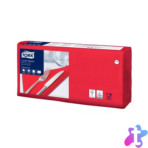 Szalvéta, 1/4 hajtogatott, 2 rétegű, 33x33 cm, Advanced, TORK "Lunch", vörös