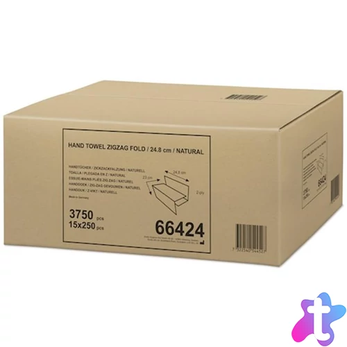 Kéztörlő, Z hajtás, 2 rétegű, 250 lap, H3 rendszer, Universal, TORK "Singlefold", natúr