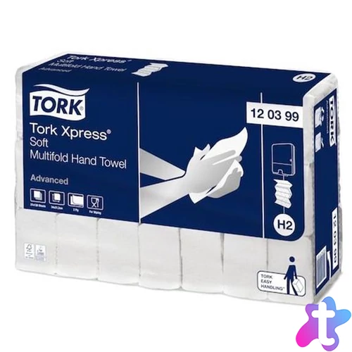 Kéztörlő, Interfold, 2 réteg, 136 lap, H2 rendszer, Advanced, TORK "Xpress Soft Multifold", fehér