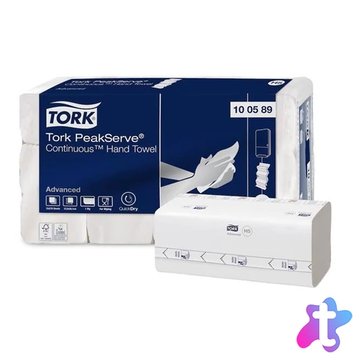 Kéztörlő, hajtogatott, H5 rendszer, 1 rétegű, Advanced, TORK "PeakServe", fehér-szürke nyomat