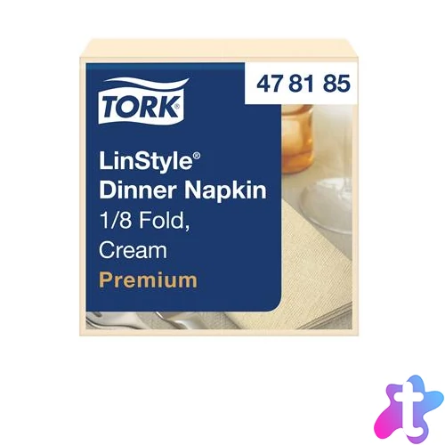 Szalvéta, iparilag komposztálható, 1/8 hajtogatott, 1 rétegű, 39x39 cm, Premium, TORK "LinStyle", krém
