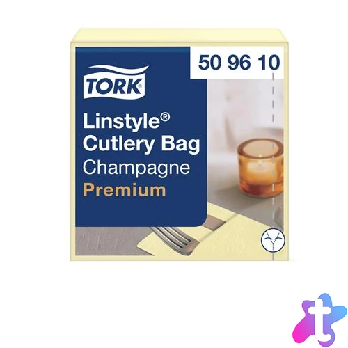 Szervizszalvéta, iparilag komposztálható, 1 rétegű, 39x39 cm, Premium, TORK "LinStyle", pezsgő