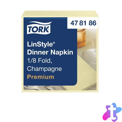 Szalvéta, iparilag komposztálható, 1/8 hajtogatott, 1 rétegű, 39x39 cm, Premium, TORK "LinStyle", pezsgő