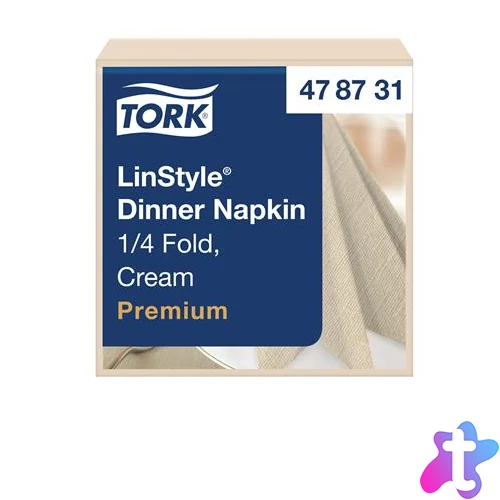 Szalvéta, iparilag komposztálható, 1/4 hajtogatott, 1 rétegű, 39x39 cm, Premium, TORK "LinStyle", krém