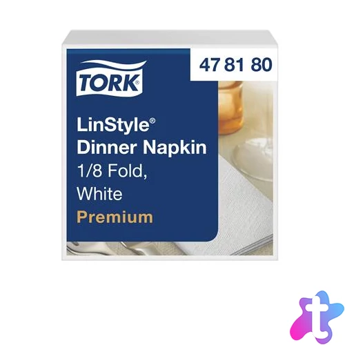 Szalvéta, iparilag komposztálható, 1/8 hajtogatott, 1 rétegű, 39x39 cm, Premium, TORK "LinStyle", fehér