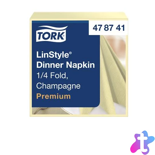 Szalvéta, iparilag komposztálható, 1/4 hajtogatott, 1 rétegű, 39x39 cm, Premium, TORK "LinStyle", pezsgő