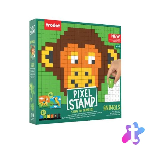 Kreatív foglalkoztató füzet, bélyegzős,  TRODAT "Creativ Pixelstamp", állatok