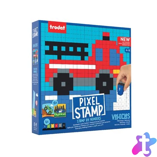 Kreatív foglalkoztató füzet, bélyegzős, TRODAT "Creativ Pixelstamp",  járművek