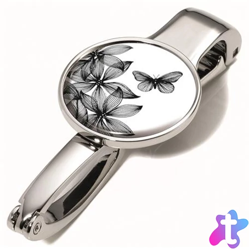 Táskatartó kampó, TROIKA, "Black flowers"