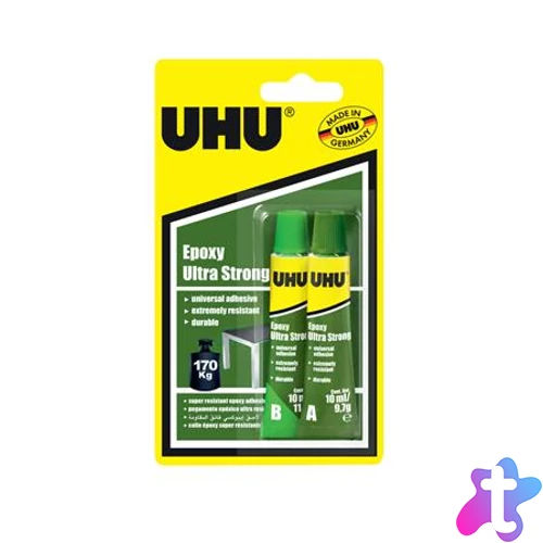 Ragasztó, erős, kétkomponensű, 2x10 ml, UHU "Epoxy Ultra Strong"