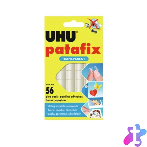 Ragasztó négyzetek, kétoldalú, 56 db, UHU "Patafix", átlátszó
