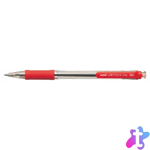 Golyóstoll, 0,4 mm, nyomógombos, UNI "SN-101 Laknock Fine", piros