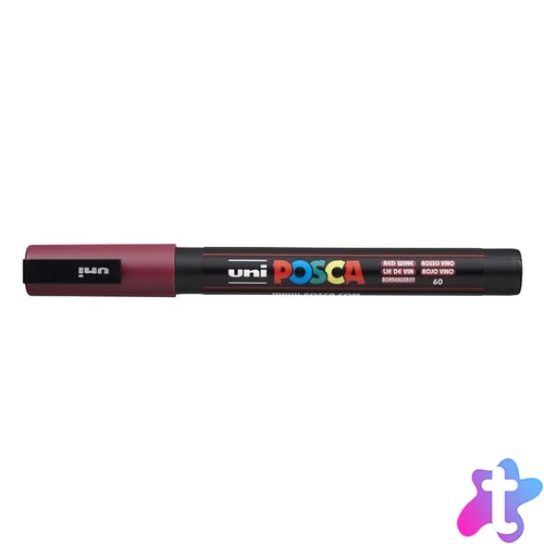Dekormarker, 0,9-1,3 mm, UNI "Posca PC-3M", vörösbor