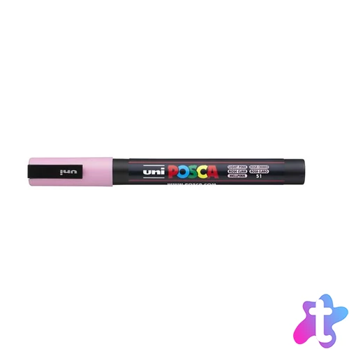 Dekormarker, 0,9-1,3 mm, UNI "Posca PC-3M", világos rózsaszín