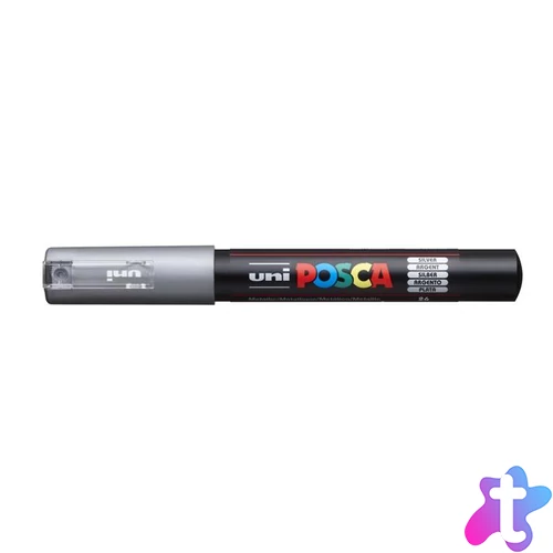 Dekormarker, 0,7-1,0 mm, UNI "Posca PC-1M", ezüst