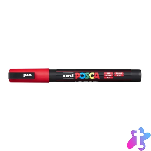 Dekormarker, 0,9-1,3 mm, UNI "Posca PC-3M", piros
