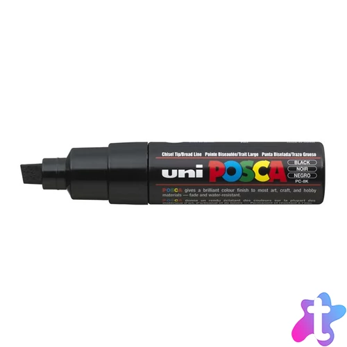 Dekormarker, 8 mm, vágott, UNI "Posca PC-8K", fekete