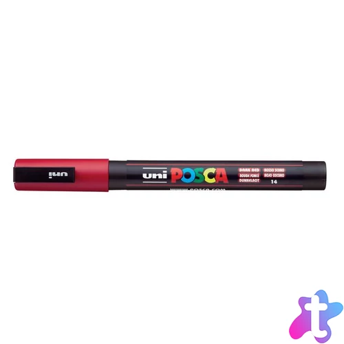 Dekormarker, 0,9-1,3 mm, UNI "Posca PC-3M", sötétpiros