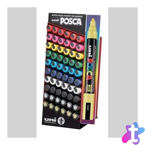 Dekormarker display, 60 db, 1,8-2,5 mm, UNI "Posca PC-5M", 10 különböző szín