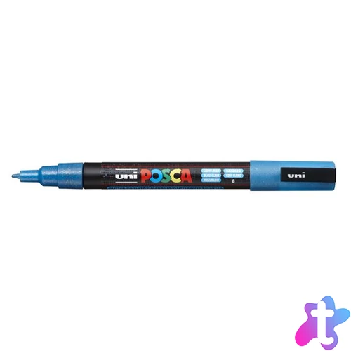 Dekormarker, 0,9-1,3 mm, UNI "Posca PC-3ML", fényes kék